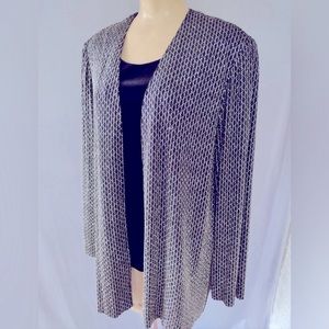 Vintage Bedazzled Dress Jacket w/ Black Velour attached top R&M Richards Sz 16